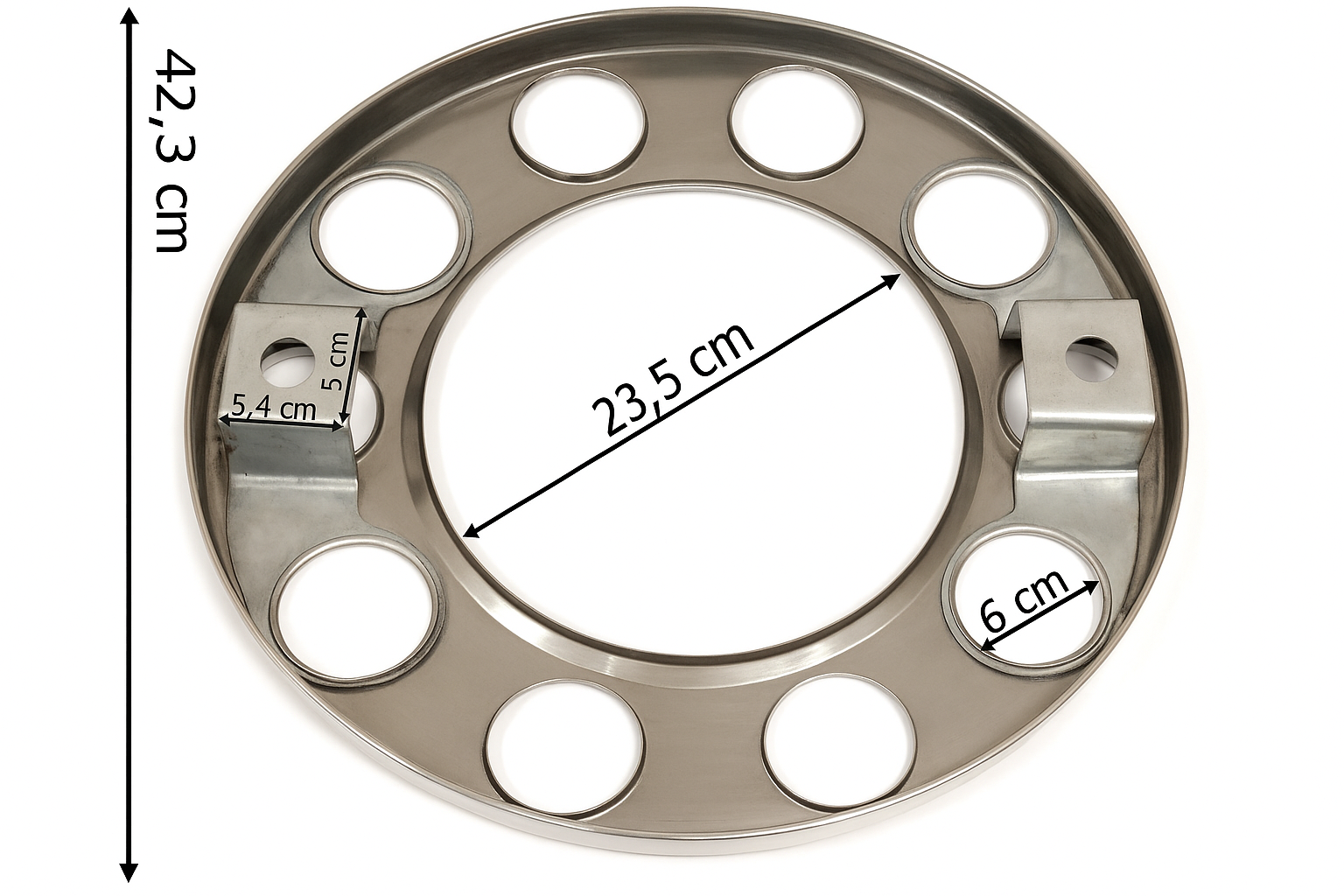 Universal - Navkapsel rostfritt stål 10 hål 22.5"
