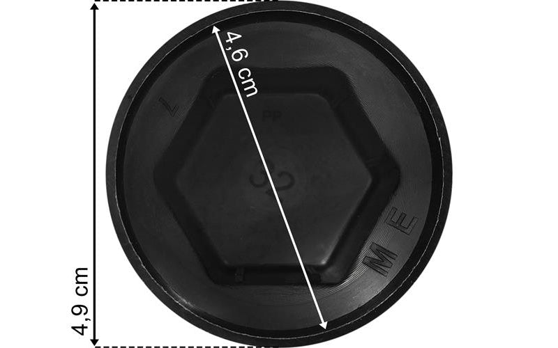 Universal - Hjulsidokåpa S-32 Kort Svart Plast (Ø4,6 x 4,9 cm)